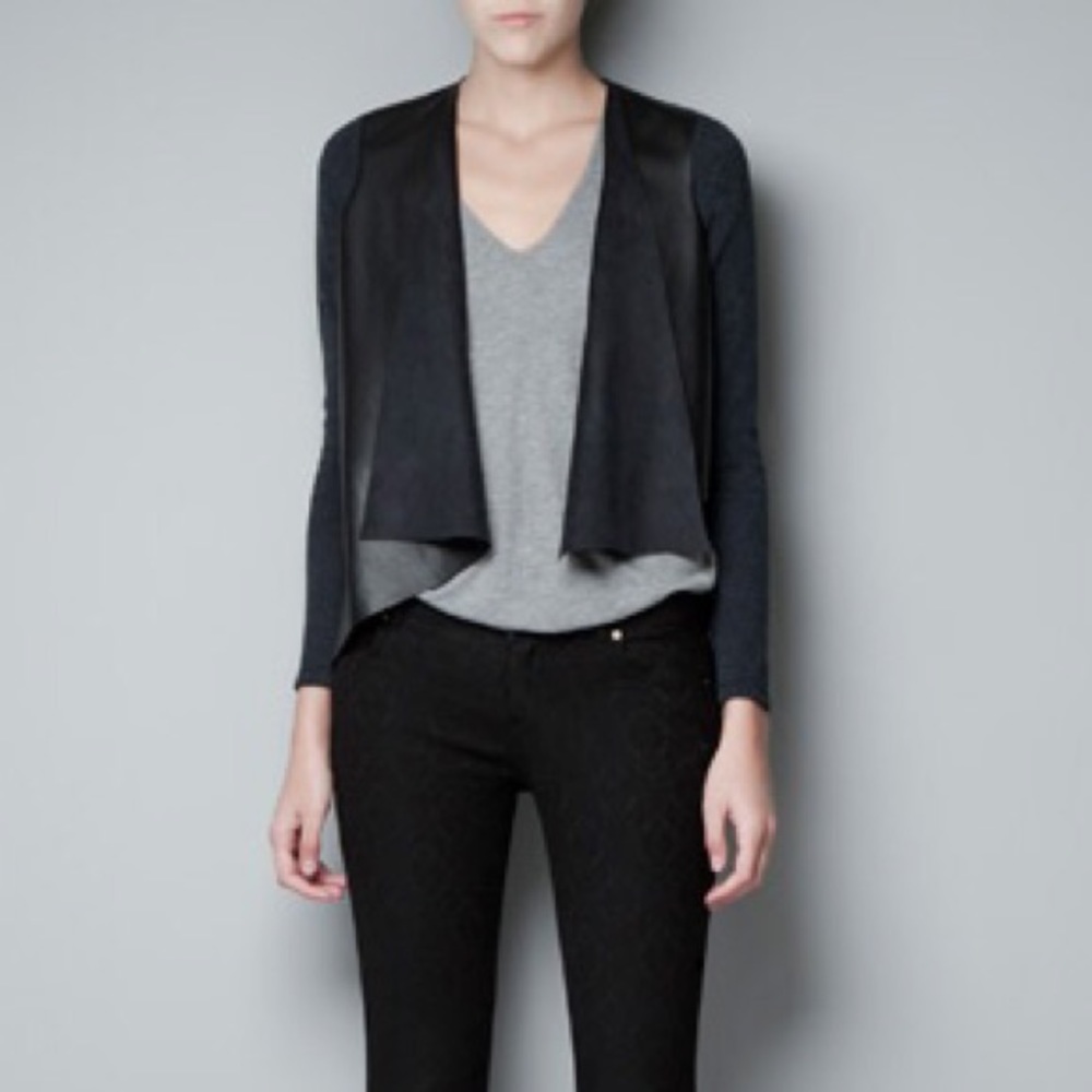 Zara leather blazer / cardigan, navy